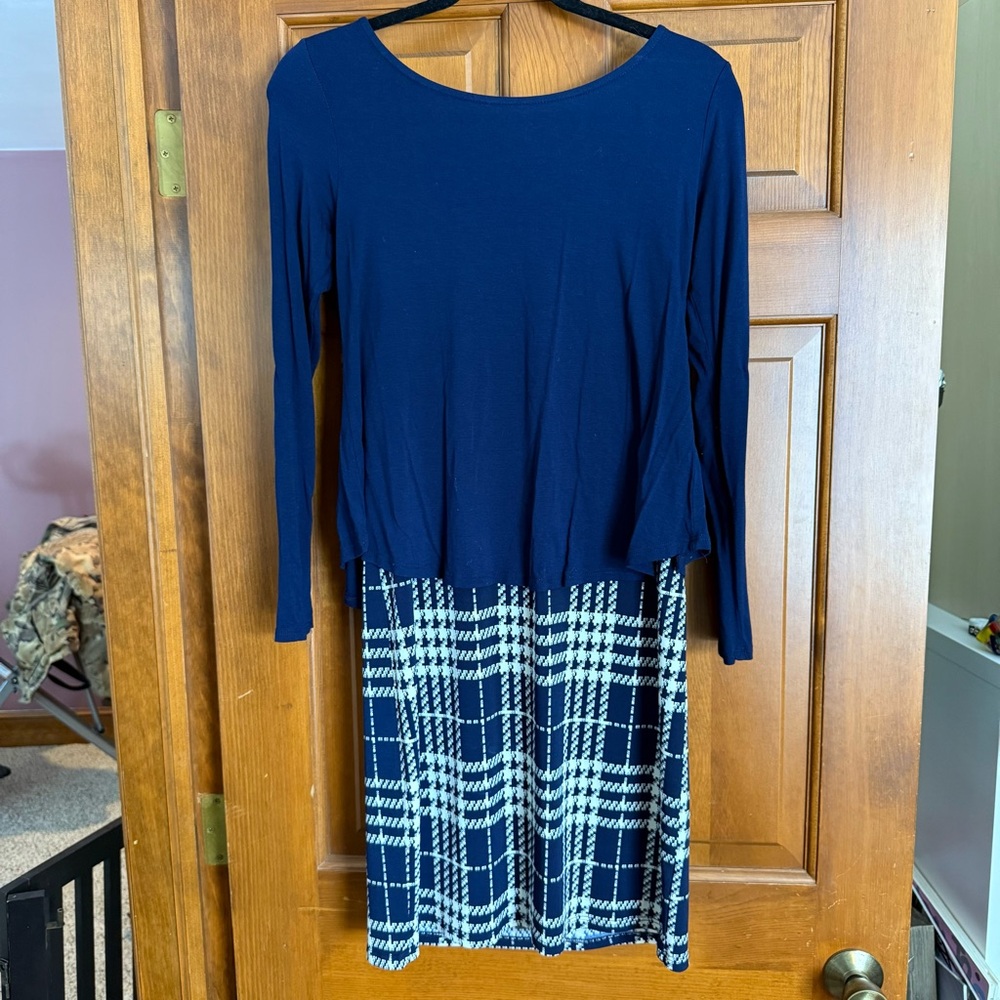 Easy care Hail3Y:23 Navy and White Plaid Dress Size M